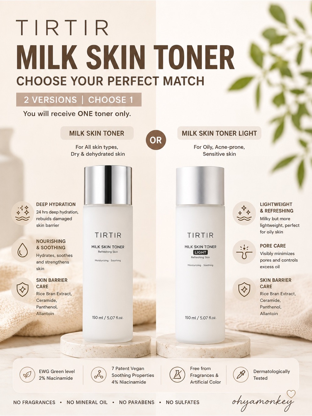TIRTIR Milk Skin Toner or Toner Light